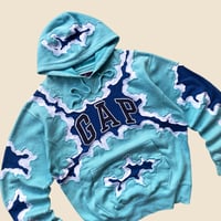 Image 2 of REWORKED GAP CRACKY SOFTBLUE HOODIE SIZE L