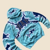 Image 3 of REWORKED GAP CRACKY SOFTBLUE HOODIE SIZE L