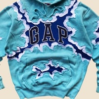 Image 4 of REWORKED GAP CRACKY SOFTBLUE HOODIE SIZE L