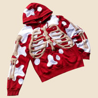 Image 3 of REWORKED NIKE FLOW 3D PUFF SKELETON RED HOODIE SIZE MEDIUM