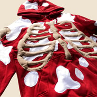 Image 4 of REWORKED NIKE FLOW 3D PUFF SKELETON RED HOODIE SIZE MEDIUM