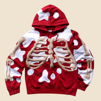 Image 1 of REWORKED NIKE FLOW 3D PUFF SKELETON RED HOODIE SIZE MEDIUM