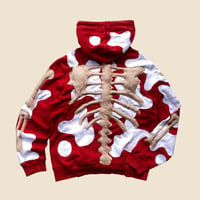 Image 7 of REWORKED NIKE FLOW 3D PUFF SKELETON RED HOODIE SIZE MEDIUM