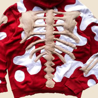 Image 8 of REWORKED NIKE FLOW 3D PUFF SKELETON RED HOODIE SIZE MEDIUM