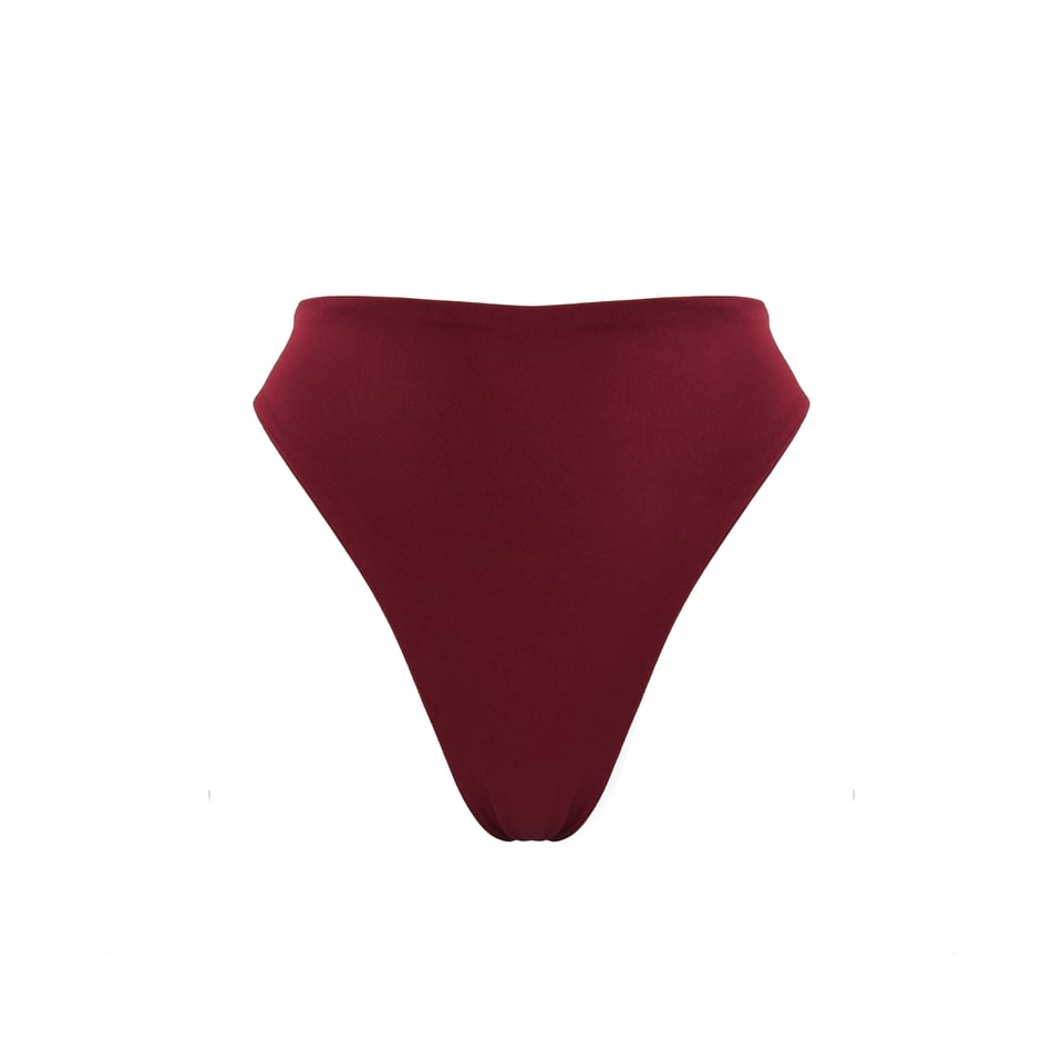 burgundy high waisted bikini bottoms
