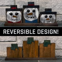 Image 1 of Reversible Pumpkin/Snowman Wooden Decoration