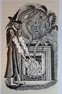 Image 1 of Original Drawing - QV11 - A roaring fire