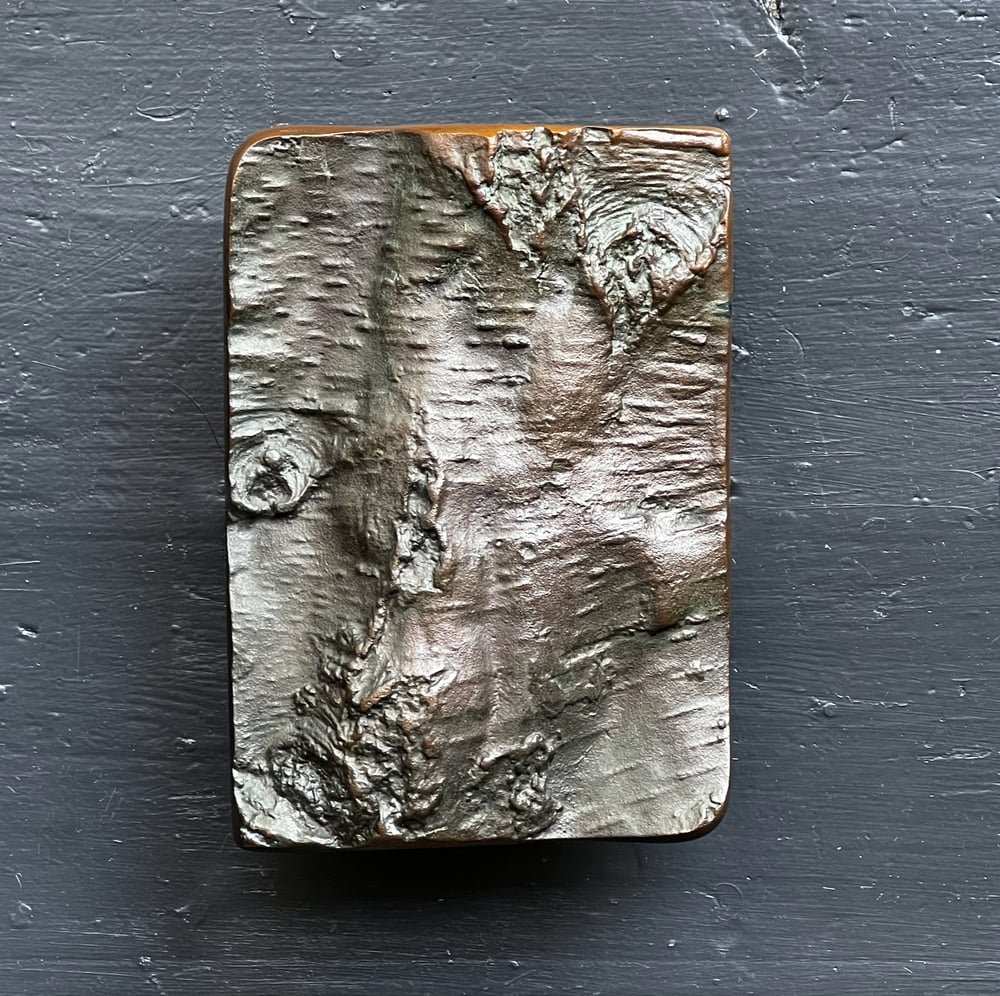 Image of Large Brutalist Bronze Door Handle with Tree Bark Pattern