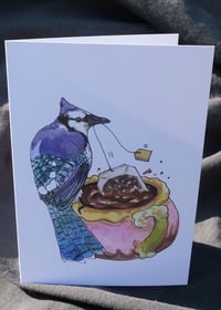 Image 2 of Blue Jay With Tea Greeting Card