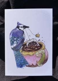 Image 1 of Blue Jay With Tea Greeting Card