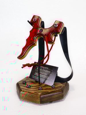 Image of Sling Shot Display Stand, Catapult Wooden Stand, Holder for Sling Shot, Handmade Table Stand