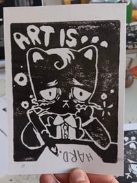 Image 1 of Depressed Artist Cat Postcard