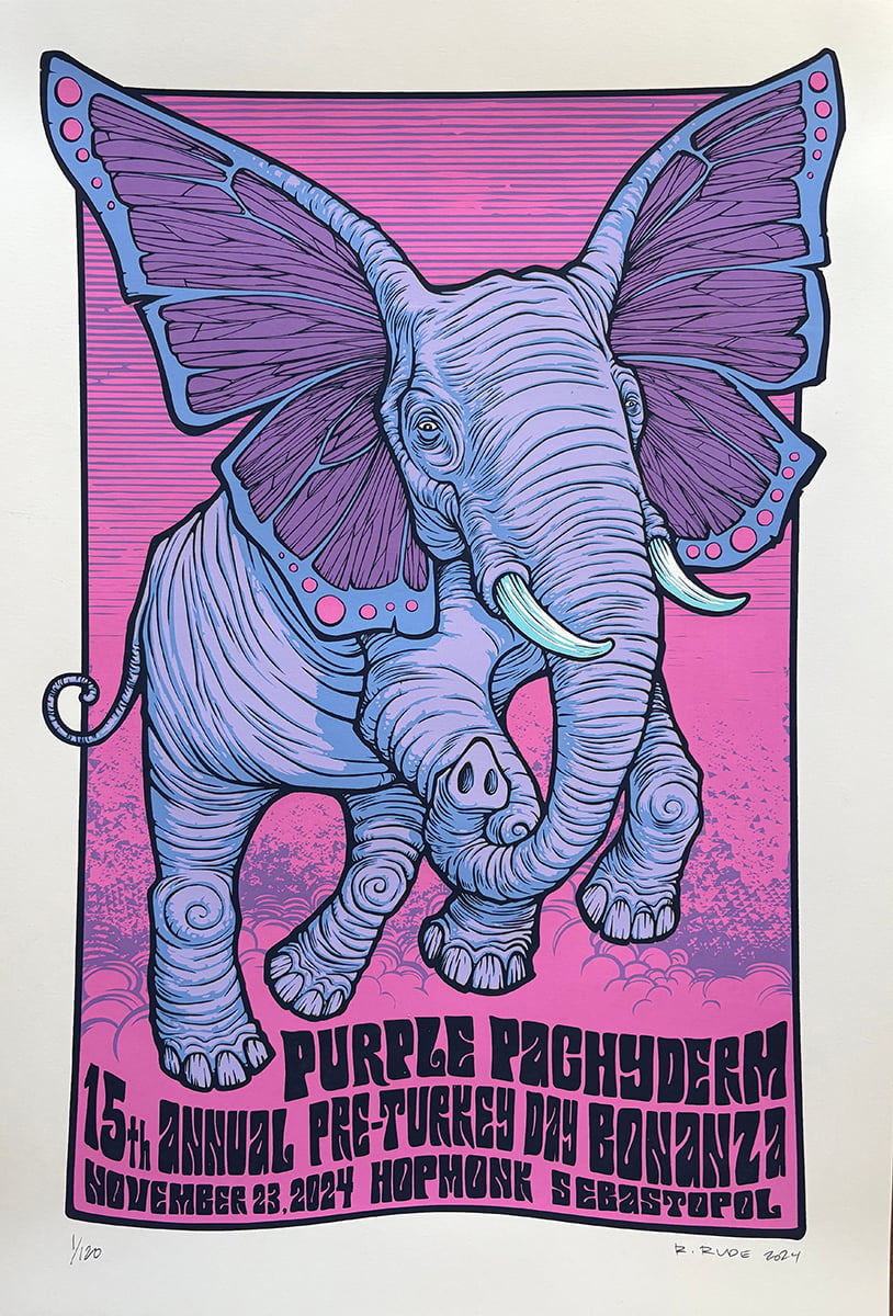 15TH ANNUAL PURPLE PACHYDERM PARTY POSTER -NOR CAL, 2024 - REG  EDITION