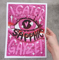 Sapphic Gayze II - A4 Reduction Linocut Print 