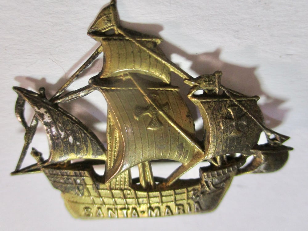 Outstanding Gilt Pin of the Santa Maria from the World's Columbian Expo