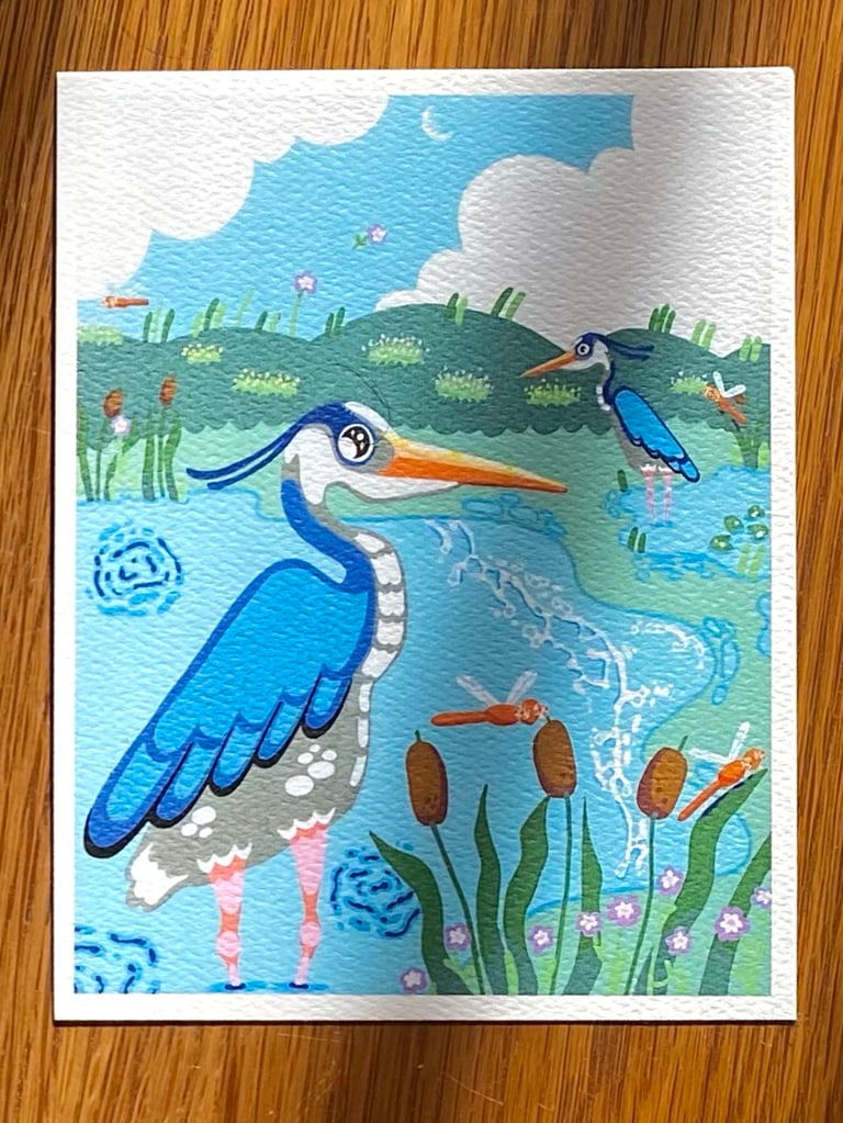 Deux Blue Herons — art print