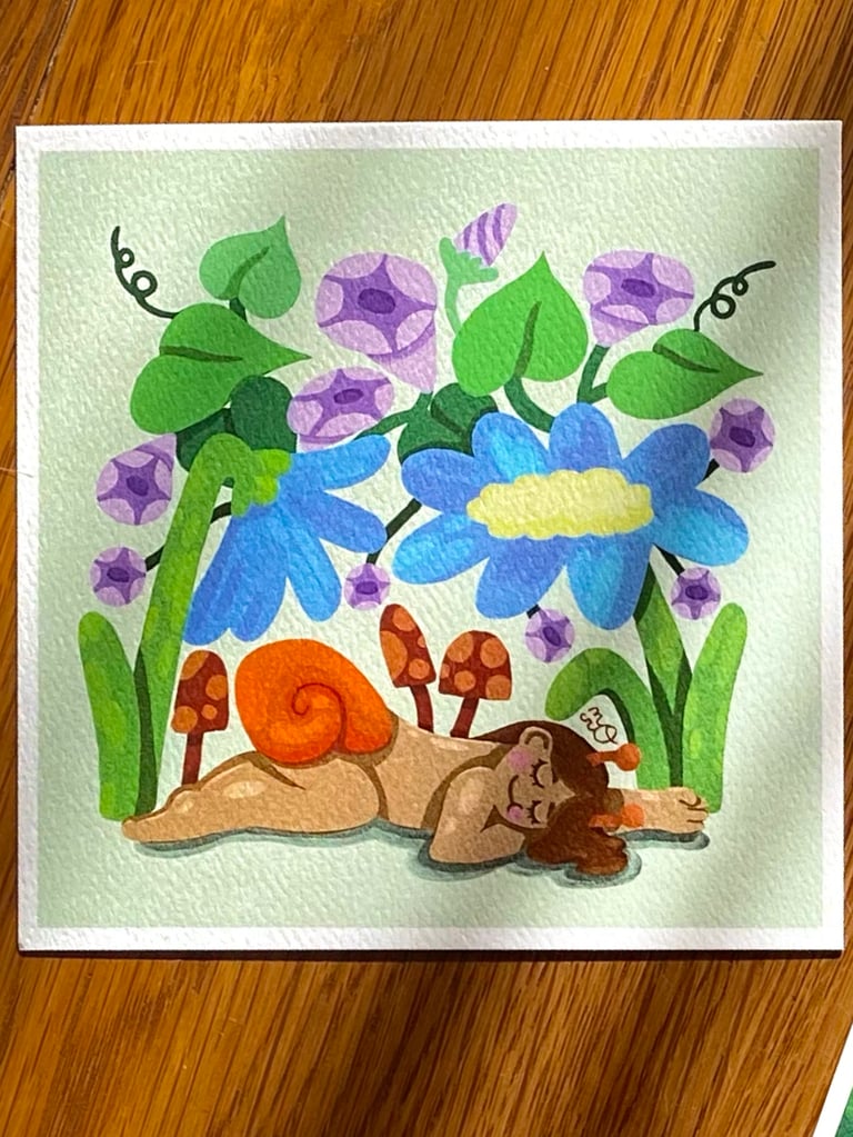  Sleepy Snail — art print
