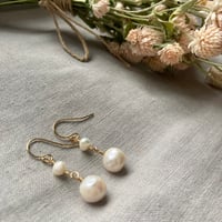 Image 4 of Natural White Freshwater Pearl Drop Earring 14k Gold Filled