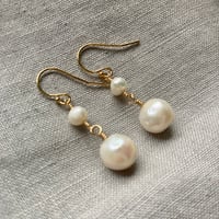 Image 3 of Natural White Freshwater Pearl Drop Earring 14k Gold Filled