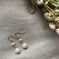 Image 1 of Natural White Freshwater Pearl Drop Earring 14k Gold Filled