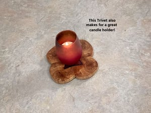 Image of Wooden Cloverleaf Trivet of Oak, Ash and Dark Walnut with an Epoxy Center, Hot plate