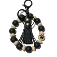Image 6 of Wristlet Silicone Key chain adorned with hand made Tassel & Charms by Lazy Hound Gifts