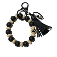 Image 5 of Wristlet Silicone Key chain adorned with hand made Tassel & Charms by Lazy Hound Gifts