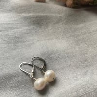 Image 3 of Natural Freshwater Pearl Sterling Silver Leverback Earrings