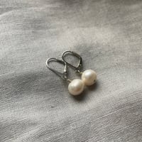 Image 4 of Natural Freshwater Pearl Sterling Silver Leverback Earrings