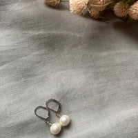 Image 1 of Natural Freshwater Pearl Sterling Silver Leverback Earrings