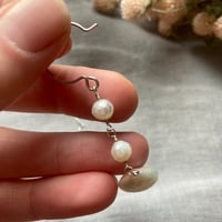 Image 4 of Natural Freshwater Coin Pearl Faceted Pearl Sterling Silver Earrings