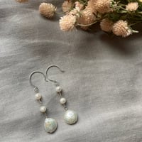 Image 1 of Natural Freshwater Coin Pearl Faceted Pearl Sterling Silver Earrings