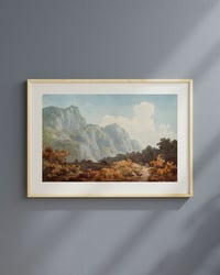 Image 1 of Majestic Mountain Cliffs in Autumn Light Art Print