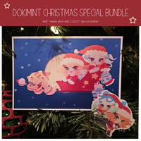 Image 1 of dokimint christmas postcard & sticker bundle! 🎄