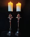 BLODSRITUAL pillar candle holder pair w. moose vertebrae