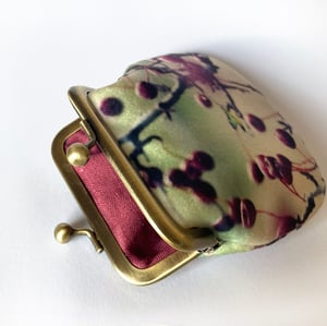 Image of Hawthorn berries, velvet kisslock coin purse with plant-dyed lining