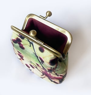 Image of Hawthorn berries, velvet kisslock coin purse with plant-dyed lining