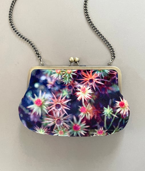 Image of Starry mosses, velvet clutch shoulder bag with shoulder strap