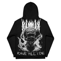 Image 1 of RAVE TILL I DIE KUNJA X OCD HOODIE