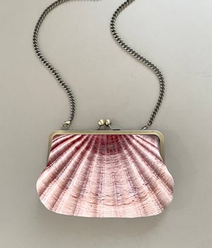 Image of Seashell, printed velvet kisslock bag with crossbody canvas or chain strap