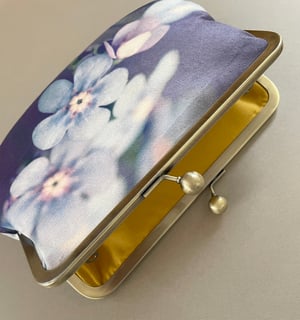 Image of Forget-me-not, velvet kisslock shoulder bag with shoulder strap