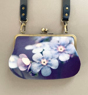 Image of Forget-me-not, velvet kisslock shoulder bag with shoulder strap