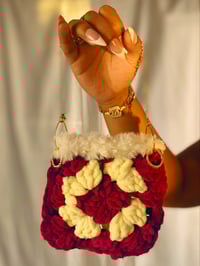 Image 4 of Maroon & White Faux Fur Seal Handbag
