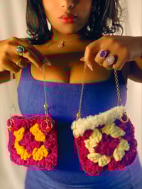Image 2 of Maroon & Yellow Beaded Seal Handbag