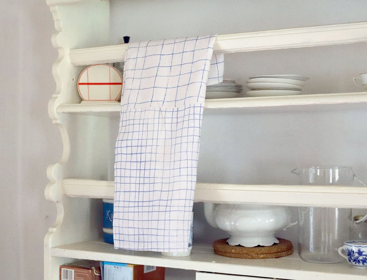 Image of BLUE GRID TEA TOWEL