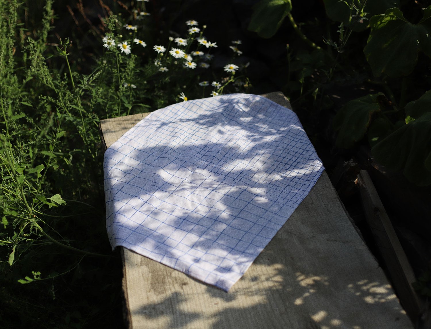 Image of BLUE GRID TEA TOWEL