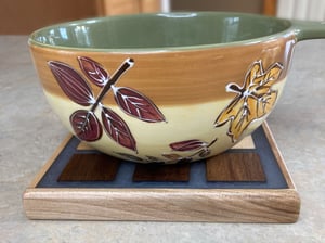 Image of Wooden Maple and Dark Walnut Trivet with a Tic-Tac-Toe game Checkerboard and pieces, Epoxy filled