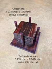 Image 4 of Pine Coaster Set with holder, Phrolysis or Shou Sugi Ban Method, Wedding Gift, Unique Gift