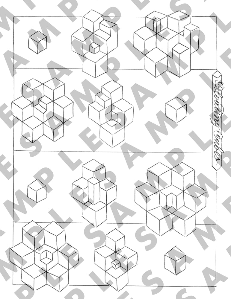 Image of Floating Cubes Swatch Sheet