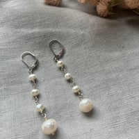 Image 3 of Natural Freshwater Pearl Faceted Pearl Sterling Silver Earrings